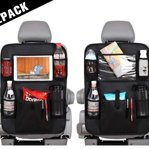 Car Backseat Organizer 2 Pack with Touch Screen Tablet Holder +Storage Pockets